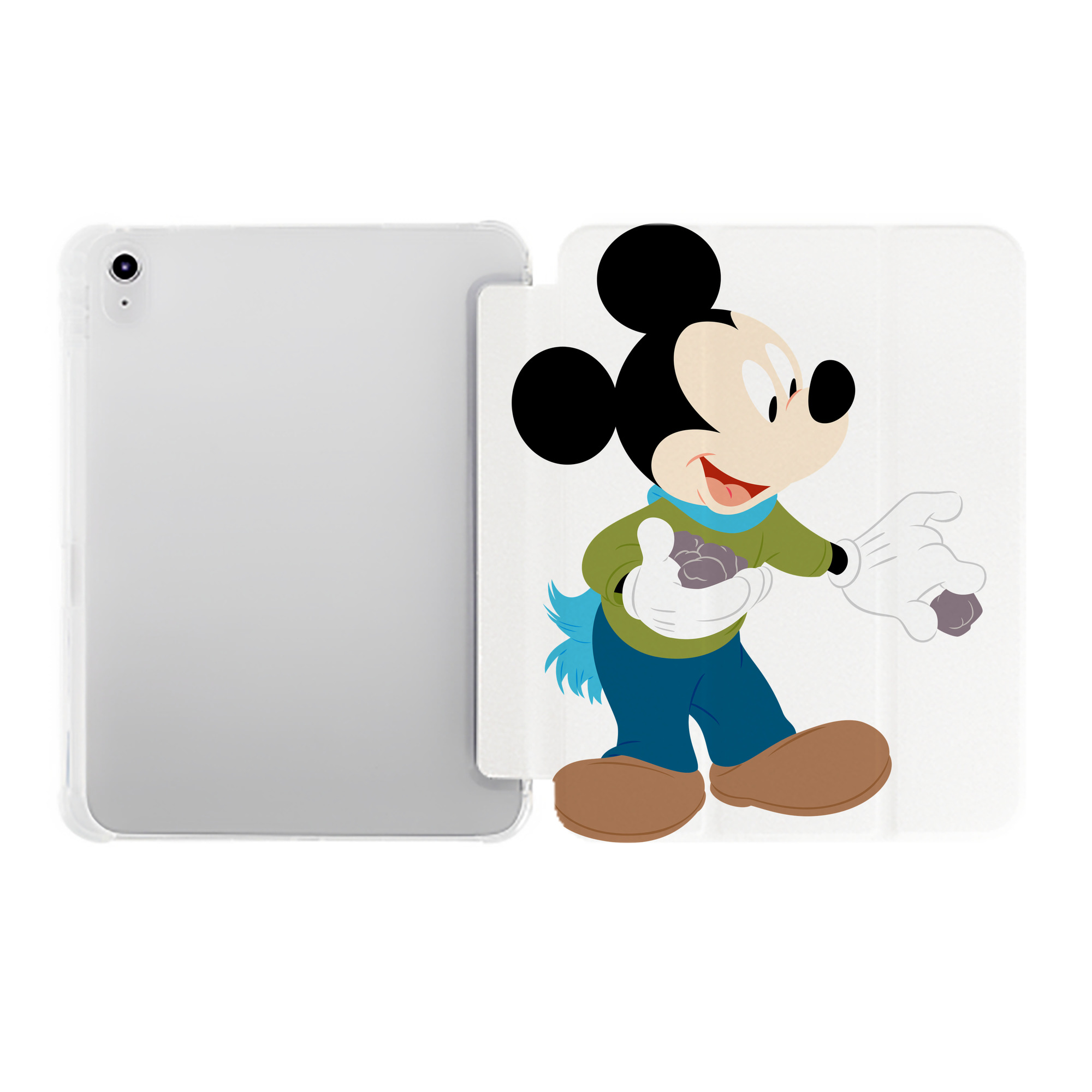 （画像用） ミッキーマウス Mickey Mouse IPad ケース ペン収納付き 三つ折りスタンド PUレザー×シリコン 対応機種9.5/10.5/10.9インチ